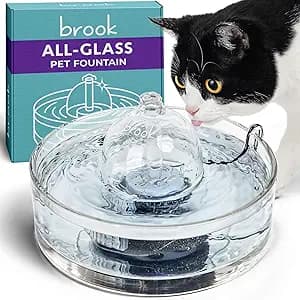 Brook Glass Pet Fountain (90oz/2.7L) – Cat & Dog Water Fountain – Glass Cat Fountain & Automatic Water Dispenser for Dri